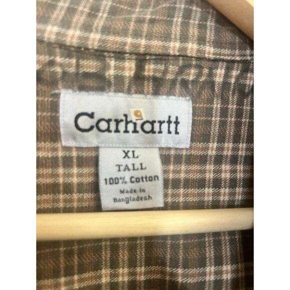 Carhartt Mens Blanket Lined Relaxed Fit Flannel Shirt Tan Jacket Coat XL Tall. - Picture 6 of 7